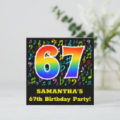 Invitation 67e fête d'anniversaire : Symboles de musique amus (Debout devant)