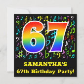 Invitation 67e fête d'anniversaire : Symboles de musique amus (Devant)