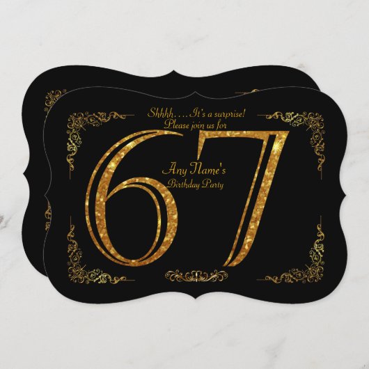 Invitation 67ème, fête d'anniversaire 67ème, grand Gatsby, no (Devant / Derrière)