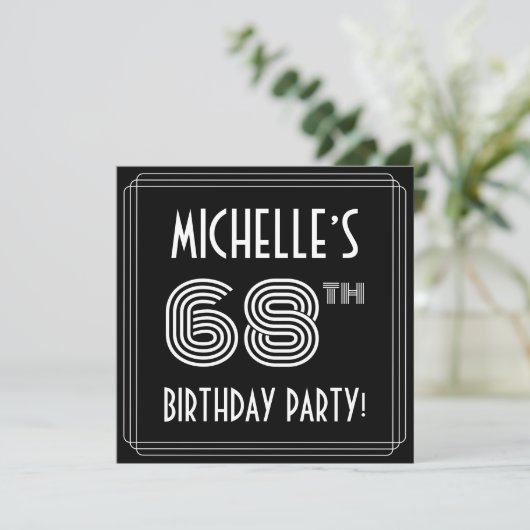 Invitation 68th Birthday Party: Art Deco Style w/ Custom Name (Debout devant)