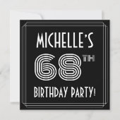 Invitation 68th Birthday Party: Art Deco Style w/ Custom Name (Devant)