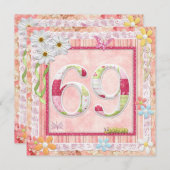 Invitation 69e anniversaire style scrapbooking (Devant / Derrière)