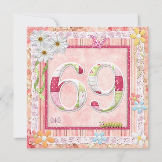 Invitation 69e anniversaire style scrapbooking (Devant)