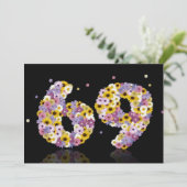 Invitation 69e fête d'anniversaire, avec des lettres fleuries (Debout devant)