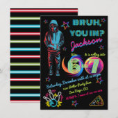 Invitation 6-7 Bowling Bruh Neon Bowling Birthday (Devant / Derrière)