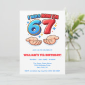 Invitation 6 7 Funny Meme red & blue kid birthday (Debout devant)