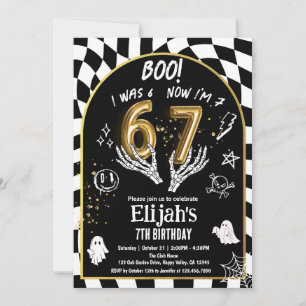 Invitation 6 7 Halloween 7e Anniversaire Noir Or Blanc