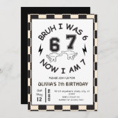 Invitation 6 7 Meme 7th Birthday Rtro (Devant / Derrière)