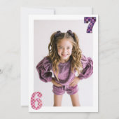 Invitation 6 7 Meme Retro Pink Purple Checker Kids Birthday (Dos)