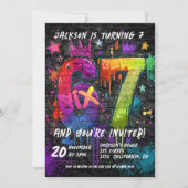 Invitation 6 7 Meme Trend Six Seven Birthday party graffiti  (Devant)