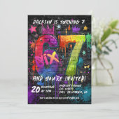 Invitation 6 7 Meme Trend Six Seven Birthday party graffiti  (Debout devant)