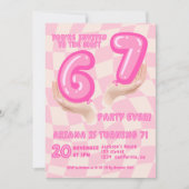 Invitation 6 7 Meme Trend Six Seven Birthday party Retro Pink (Devant)