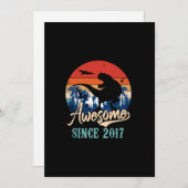 Invitation 6 Ancien garçon Awesome 2017 6e anniversaire Dinos (Devant / Derrière)