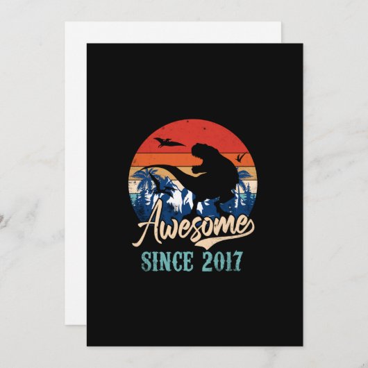 Invitation 6 Ancien garçon Awesome 2017 6e anniversaire Dinos (Devant / Derrière)