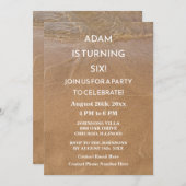 Invitation 6 Anniversaire Sandy Beach Ocean Custom Age (Devant / Derrière)