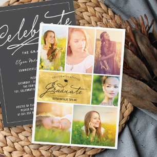 Invitation 6 Collage de photos doré à la feuille tendance pou