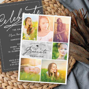 Invitation 6 Collage de photos Feuille d'argent Chic Fête de