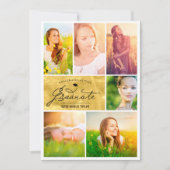 Invitation 6 Photo Collage Gold Foil Parti de graduation tend (Devant)