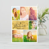 Invitation 6 Photo Collage Gold Foil Parti de graduation tend (Debout devant)