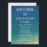 Invitation 6Anniversaire Pool Party Blue Water Beach<br><div class="desc">Imprimé avec l'image arrière - plan d'eau bleu turquoise et des modèles de texte personnalisés que vous pouvez éditer et customiser!</div>