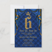 Invitation 6E 6 SIX Fête d'anniversaire Royal Blue Gold Crown (Devant)