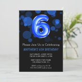 Invitation 6e anniversaire Ballons Enfants Blue Boy Party (Debout devant)