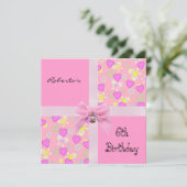 Invitation 6e anniversaire Coeurs roses Bow Girl (Debout devant)