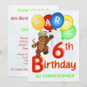 Invitation 6e anniversaire de la Royal Teddy Bear (Devant / Derrière)