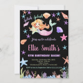 Invitation 6e anniversaire de la Sirène Pink Under the sea (Devant)