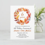 Invitation 6e anniversaire de Mariage Automne Floral Garland (Debout devant)