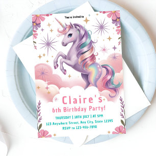 Invitation 6e anniversaire Fantaisie Rose & Violet