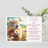 Invitation 6e anniversaire fille animal et marguerite (Debout devant)