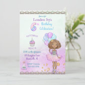 Invitation 6e anniversaire fille princesse africaine américai (Debout devant)