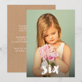 Invitation 6e anniversaire garçons filles nombre six superpos (Devant / Derrière)