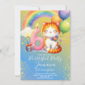 Invitation 6e anniversaire Kitten Rainbow Party (Devant)