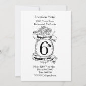 Invitation 6E anniversaire Mariage Roses (Dos)