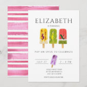 Invitation 6e anniversaire Summer popsicice fête de la crème  (Devant / Derrière)