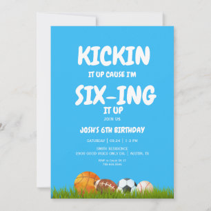 Invitation 6e fête d'anniversaire bleu Kickin it Up Boy II