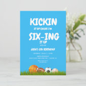Invitation 6e fête d'anniversaire bleu Kickin it Up Boy II (Debout devant)