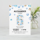 Invitation 6e fête d'anniversaire, Blue and Gold Balloon Boy (Debout devant)