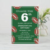 Invitation 6e fête d'anniversaire Football Vert Sport Enfants (Debout devant)