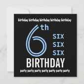 Invitation 6e fête d'anniversaire Modern Blue and Black G203 (Devant)