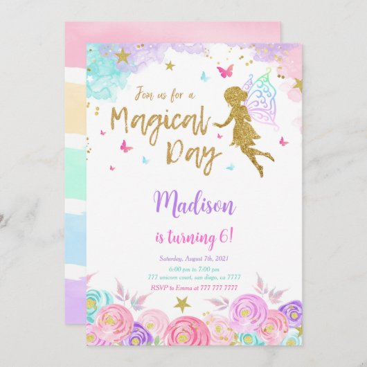 Invitation 6e fête de fée anniversaire (Devant / Derrière)