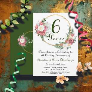 Invitation 6e Mariage de sucre Anniversaire Rose Gold Frame