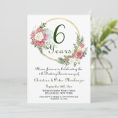 Invitation 6e Mariage de sucre Anniversaire Rose Gold Frame (Debout devant)