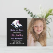 Invitation 6e Patinage photo noir violet Anniversaire (Debout devant)