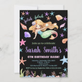 Invitation 6e Purple Under the sea Mermaid Anniversaire (Devant)