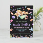 Invitation 6e Purple Under the sea Mermaid Anniversaire (Debout devant)