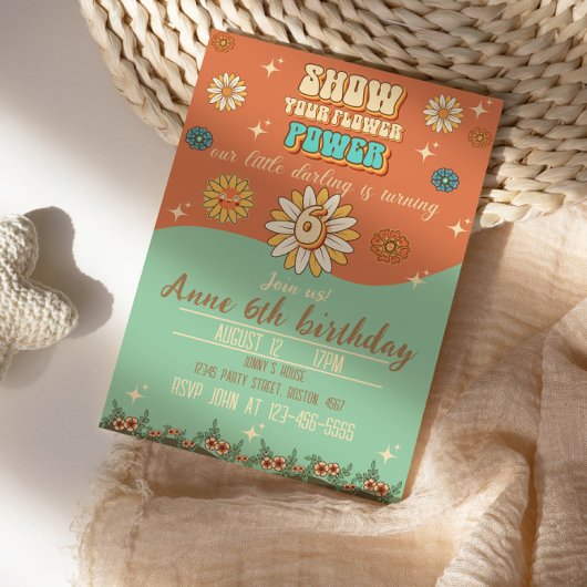 Invitation 6ème anniversaire bohème super style rétro