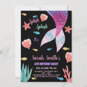 Invitation 6ème Dark Pink sur le dessus mermaid Anniversaire (Devant)